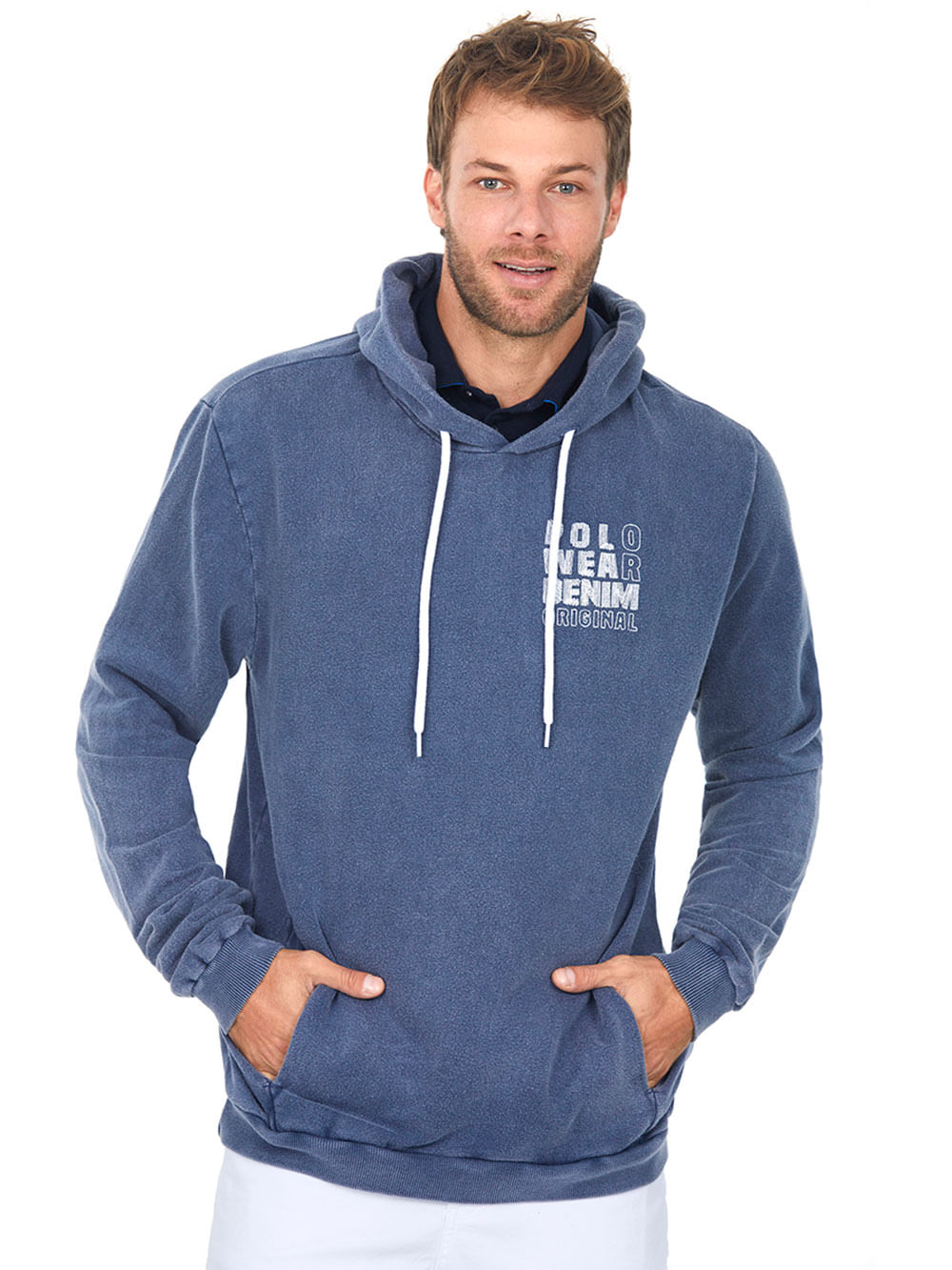 Blusa de Moletom Azul Escuro Polo Wear Azul Menor preço em Blusa de Moletom Azul Escuro Polo Wear Azul