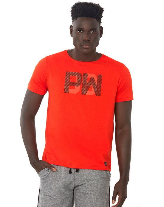 Camiseta Estampada Fosforescente Vermelho Médio Polo Wear P