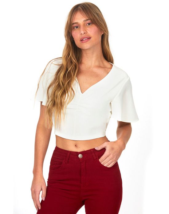 Blusa Cropped Manga Flare Polo Wear Off White PP