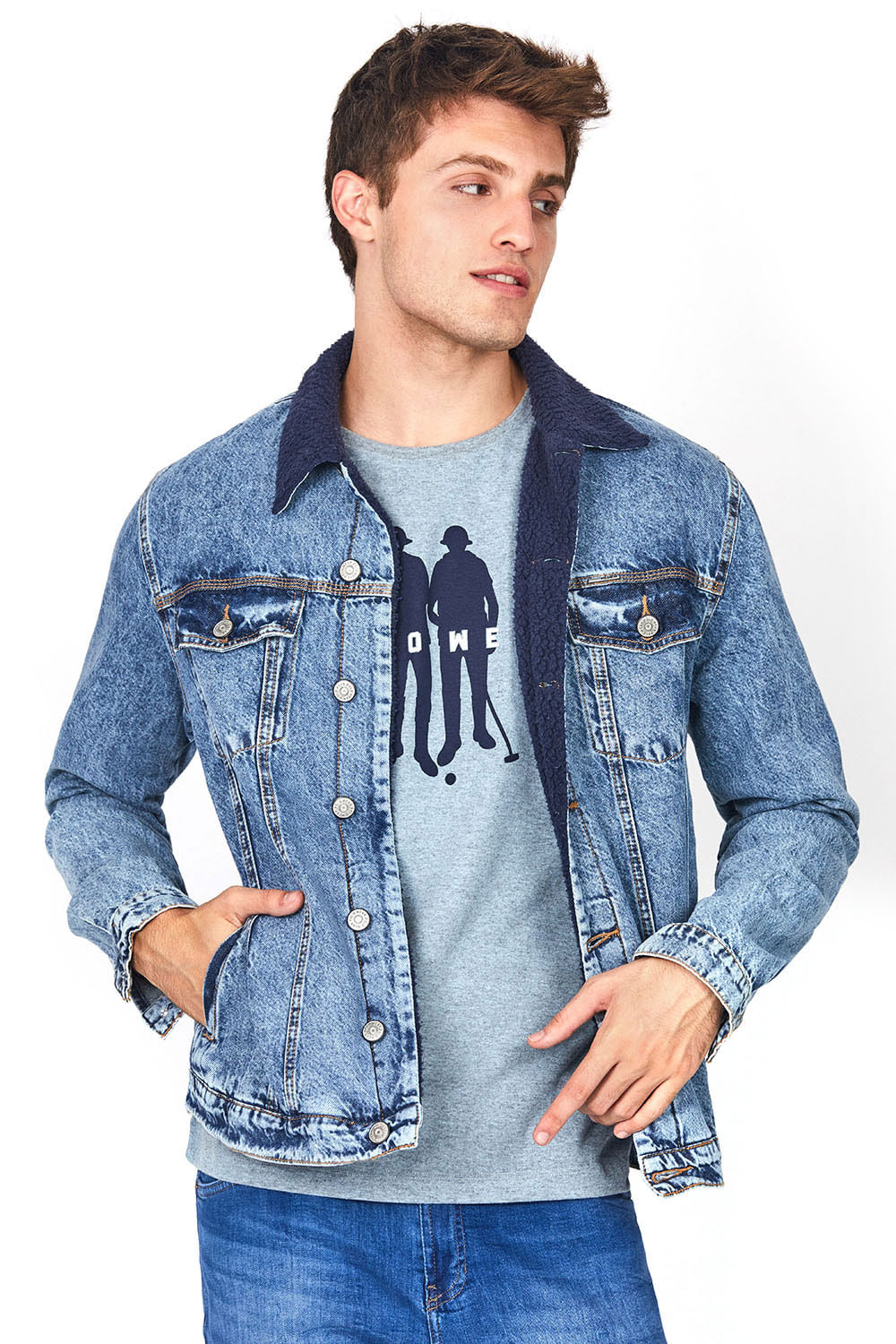 Jaqueta Gola Uniflorc Polo Wear Jeans Claro Menor preço em Jaqueta Gola Uniflorc Polo Wear Jeans Claro