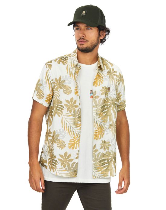 Camisa Flamê Floral Polo Wear Bege Claro P