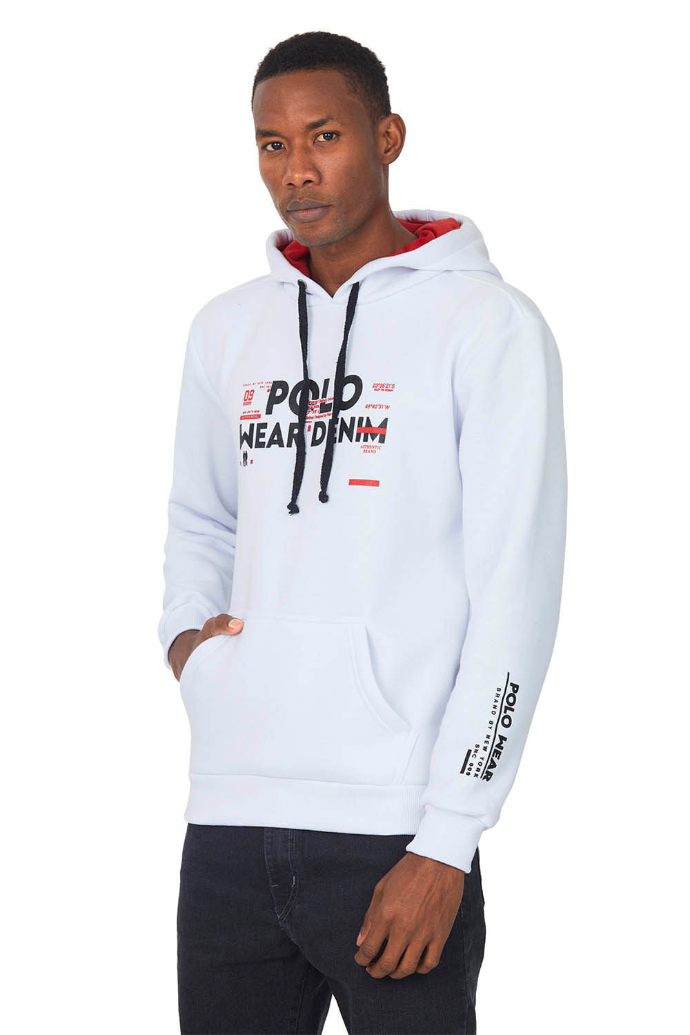 Blusa Masculina Moletom Canguru Denim Polo Wear Branco GG Menor preço em Blusa Masculina Moletom Canguru Denim Polo Wear Branco GG