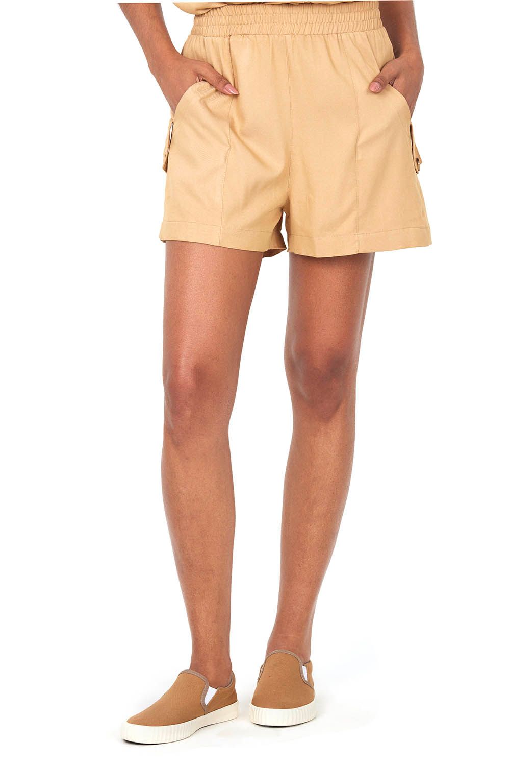 Shorts Color com Elástico e Bolso Zíper Feminino Revanche - 35604