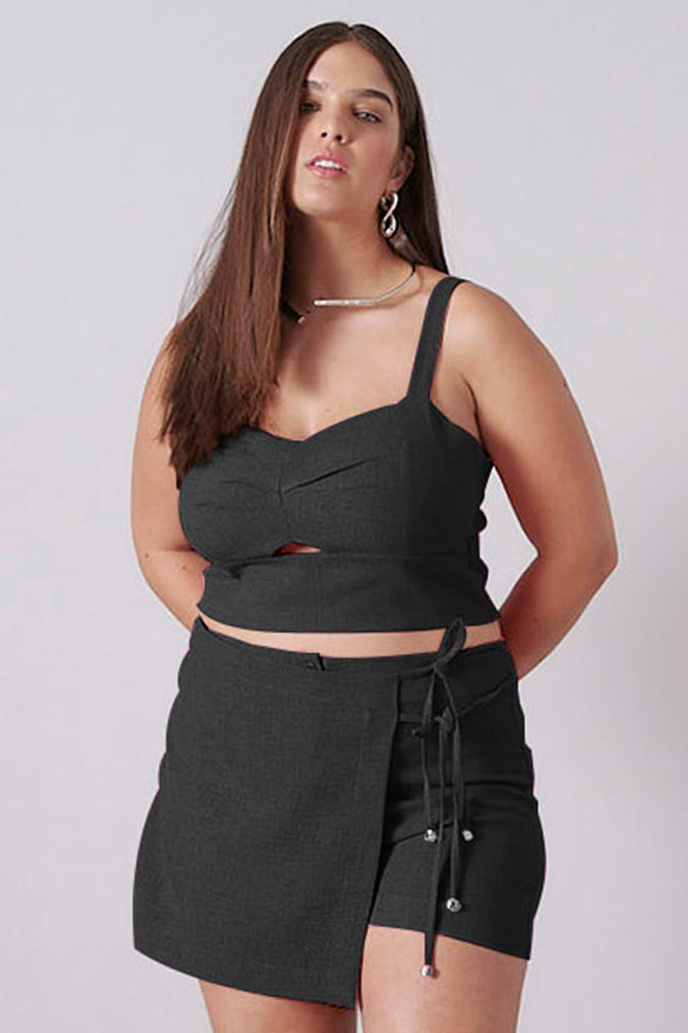 Cropped Recorte Busto Alça Larga  Smk Preto