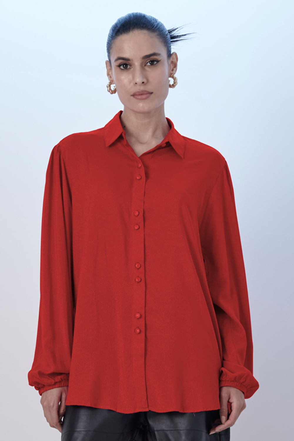 Camisa Longa Feminina Lisa Smk Vermelho Médio