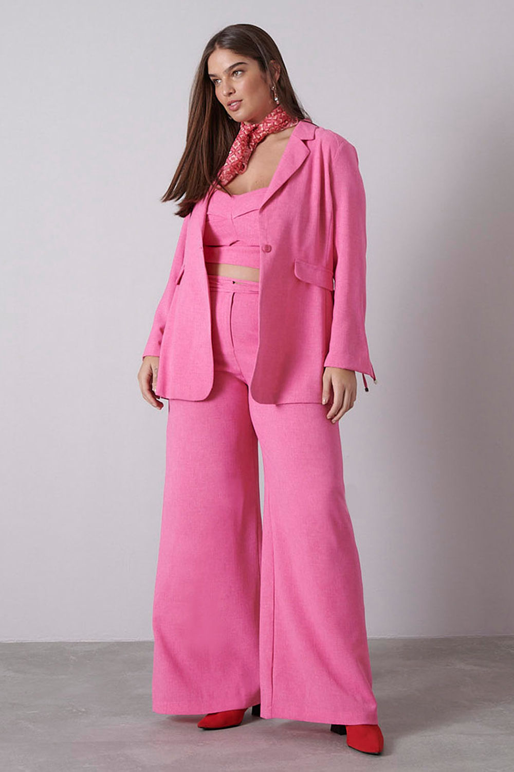 Calça Feminina Pantalona Casual Smk Rosa Médio