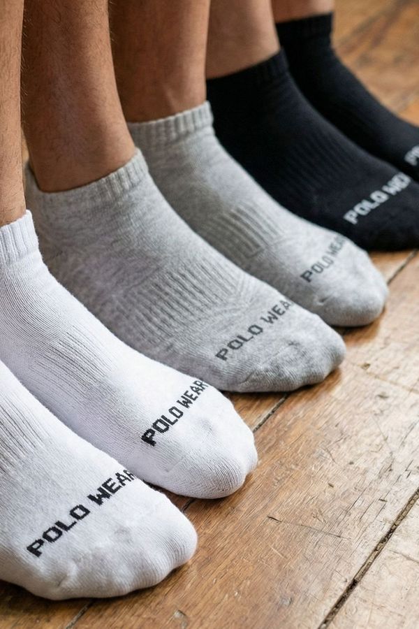 Kit 6 Meias Masculinas Cano Curto Atoalhadas Polo Wear Sortido 39-43
