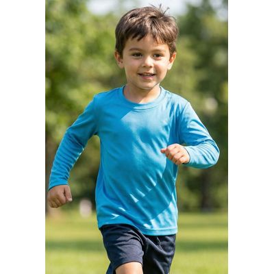 Camiseta UV Infantil Polo Wear Azul Médio