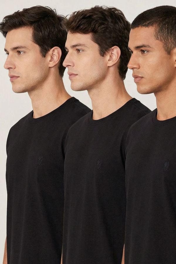 Kit 3 Camisetas Gola Careca Básicas Polo Wear Preto P