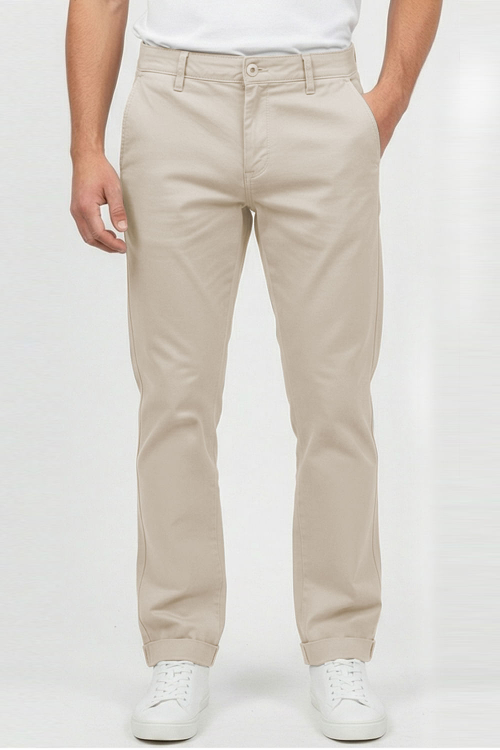 Calça Sarja Masculina Confortável Polo Wear Caqui