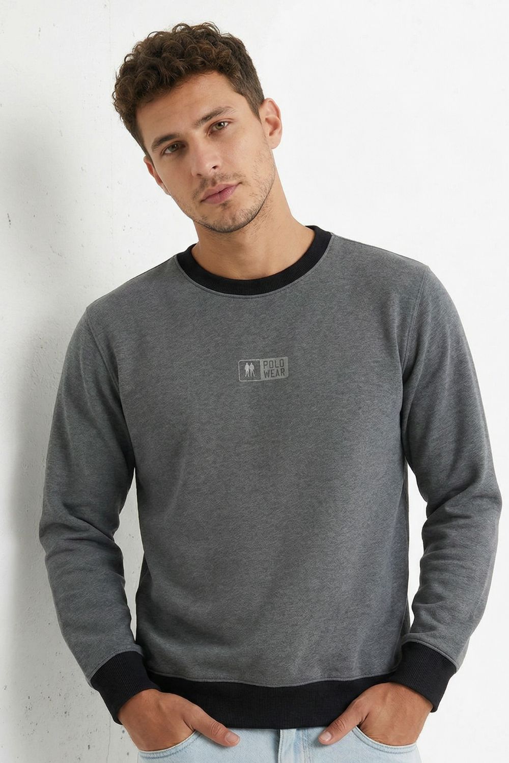 Moletom Gola Careca Casual Polo Wear Cinza