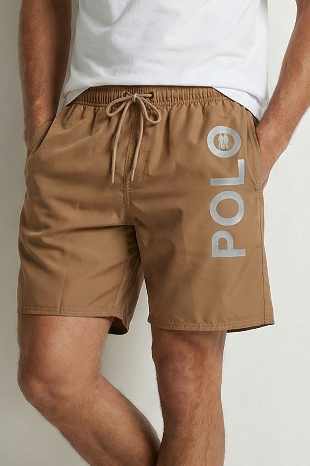 Short Vôlei Logo Lateral Polo Wear Marrom Médio
