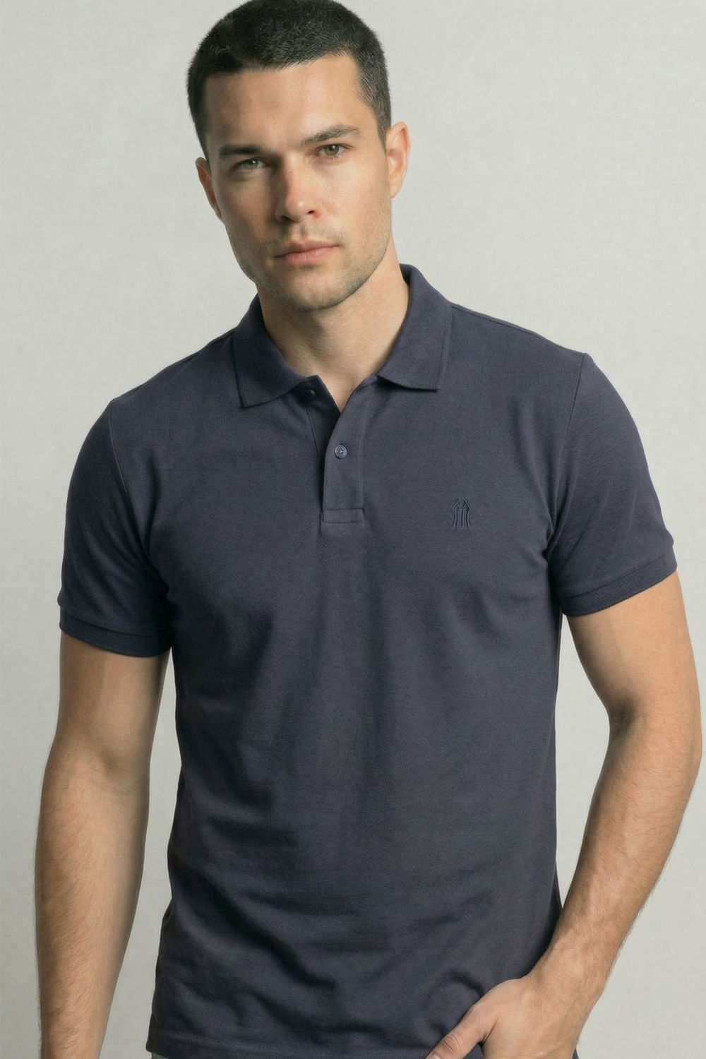 Polo Piquet Lisa Com Botão Polo Wear Marinho