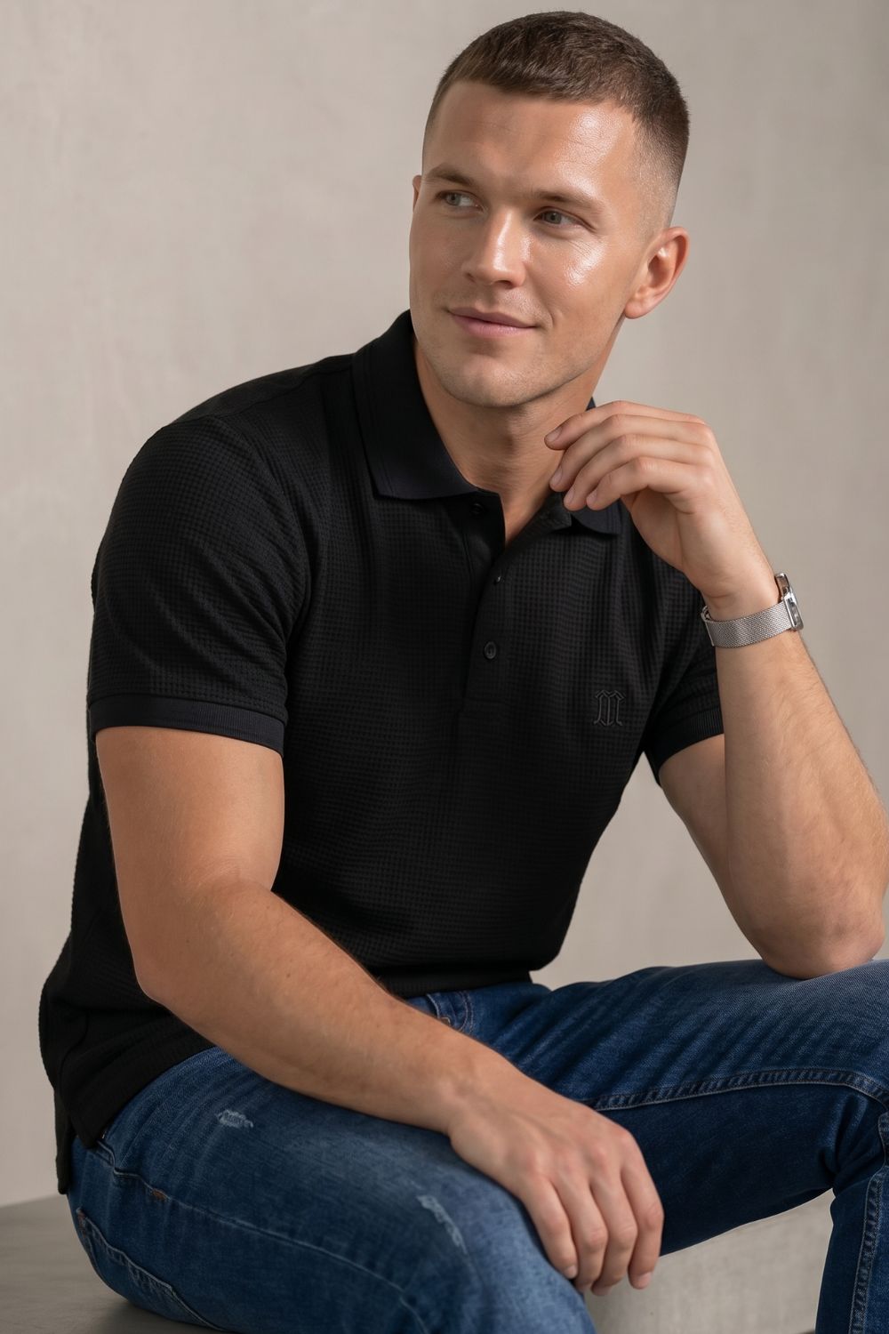 Polo Piquet Texturizada Premium Polo Wear Preto