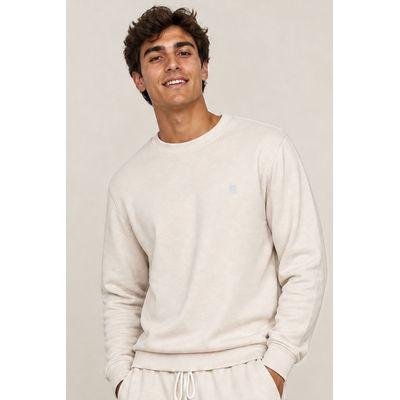 Blusa Moletom Confortável Gola Careca Polo Wear Off White