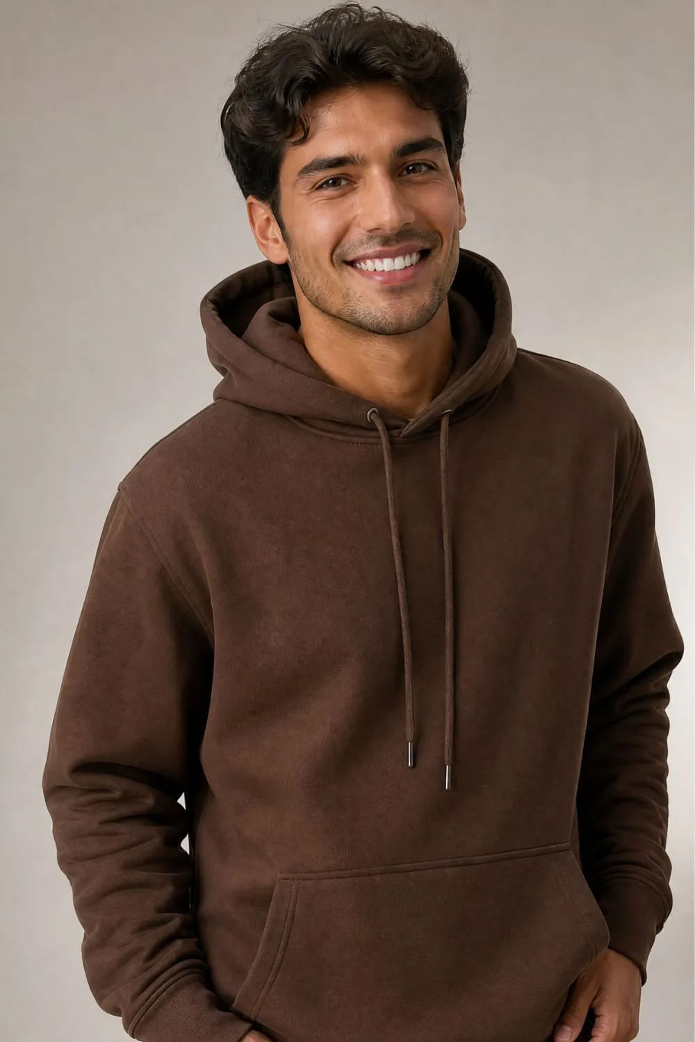 Blusa Moletom Canguru Confortável Polo Wear Marrom