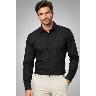 Camisa Masculina Premium Slim Fit Polo Wear Preto