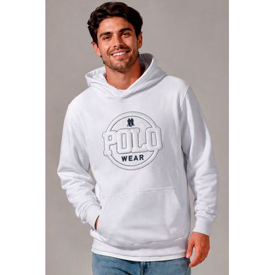 Blusa Moletom Canguru Puff Polo Wear Branco