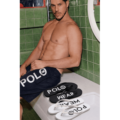 kit 2 Chinelos Estampados Polo Wear Branco-Preto