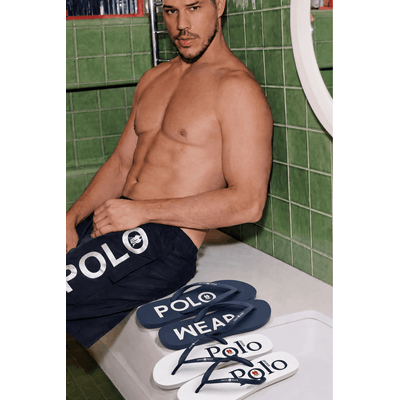kit 2 Chinelos Estampados Polo Wear Branco-Marinho